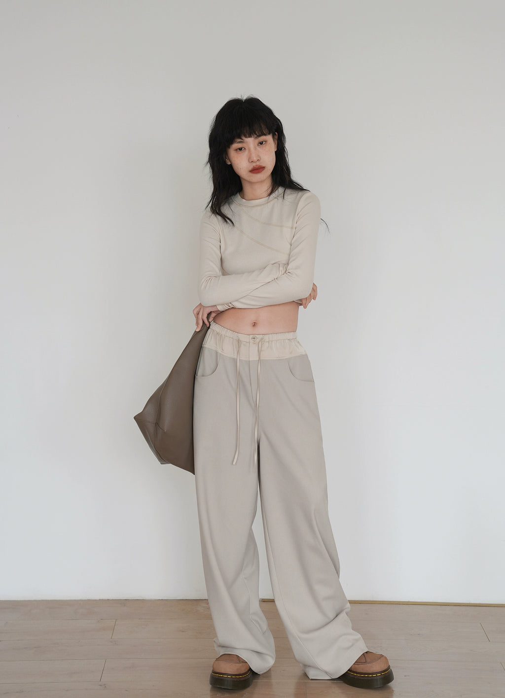 EM  Color Match Wide Leg Straight Pants