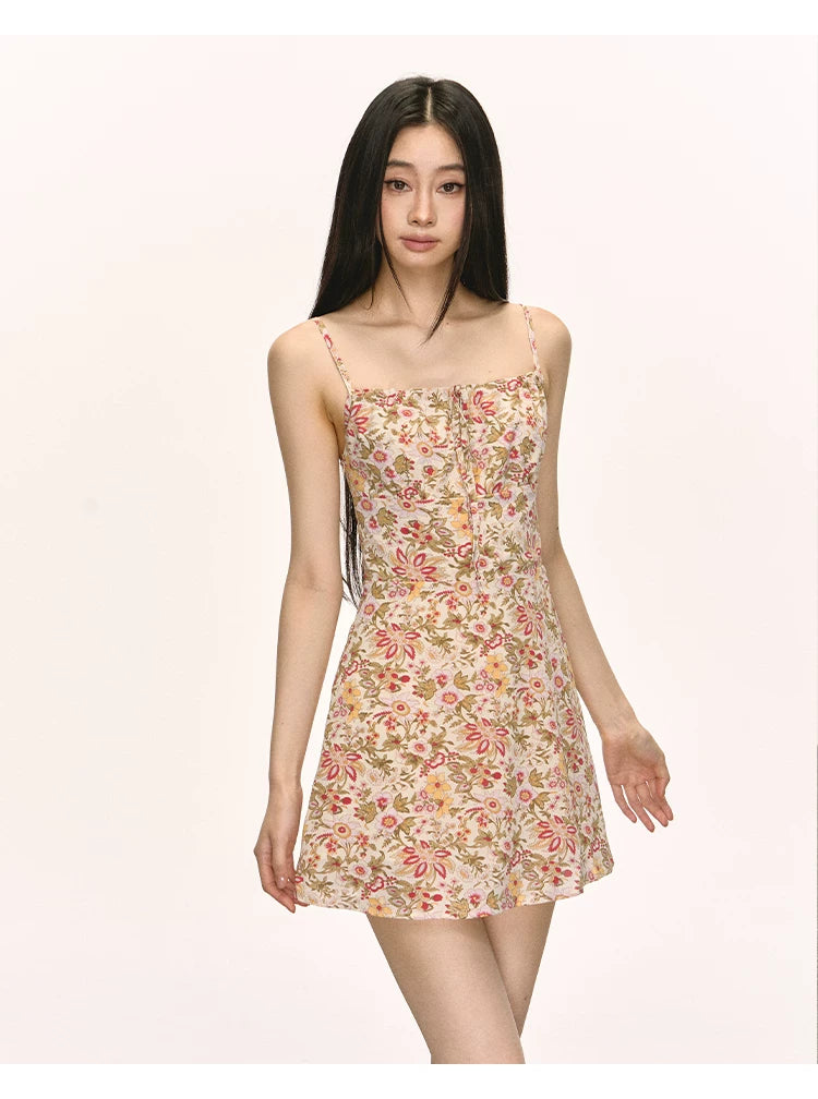 Anna Aneae Waist Thin Floral Suspender Dress
