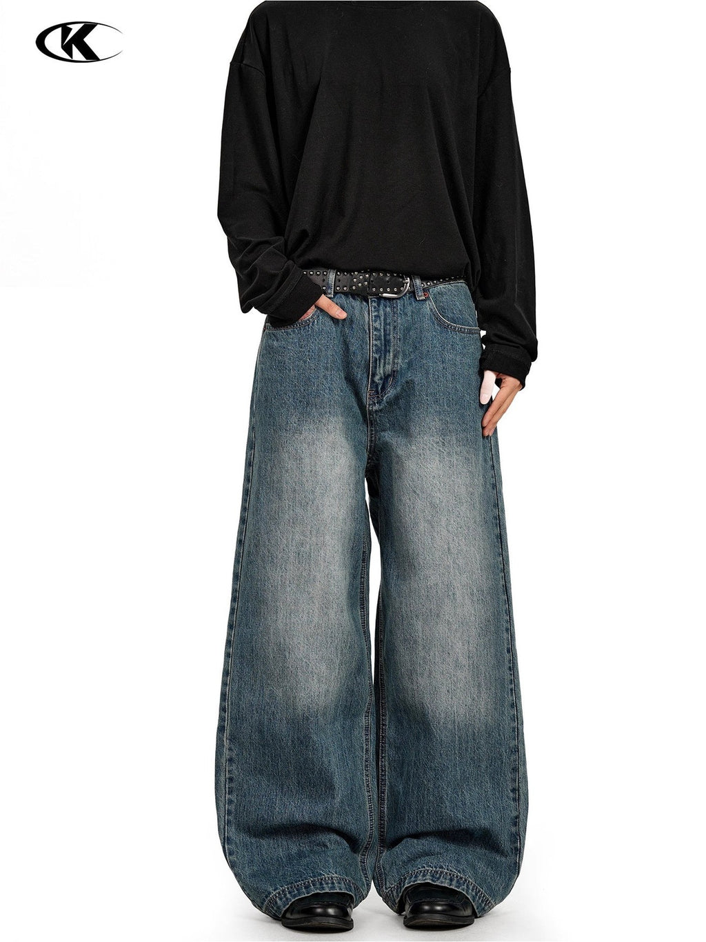 11KN Vintage Loose Straight Wide Leg Floor Mopping Casual Pants