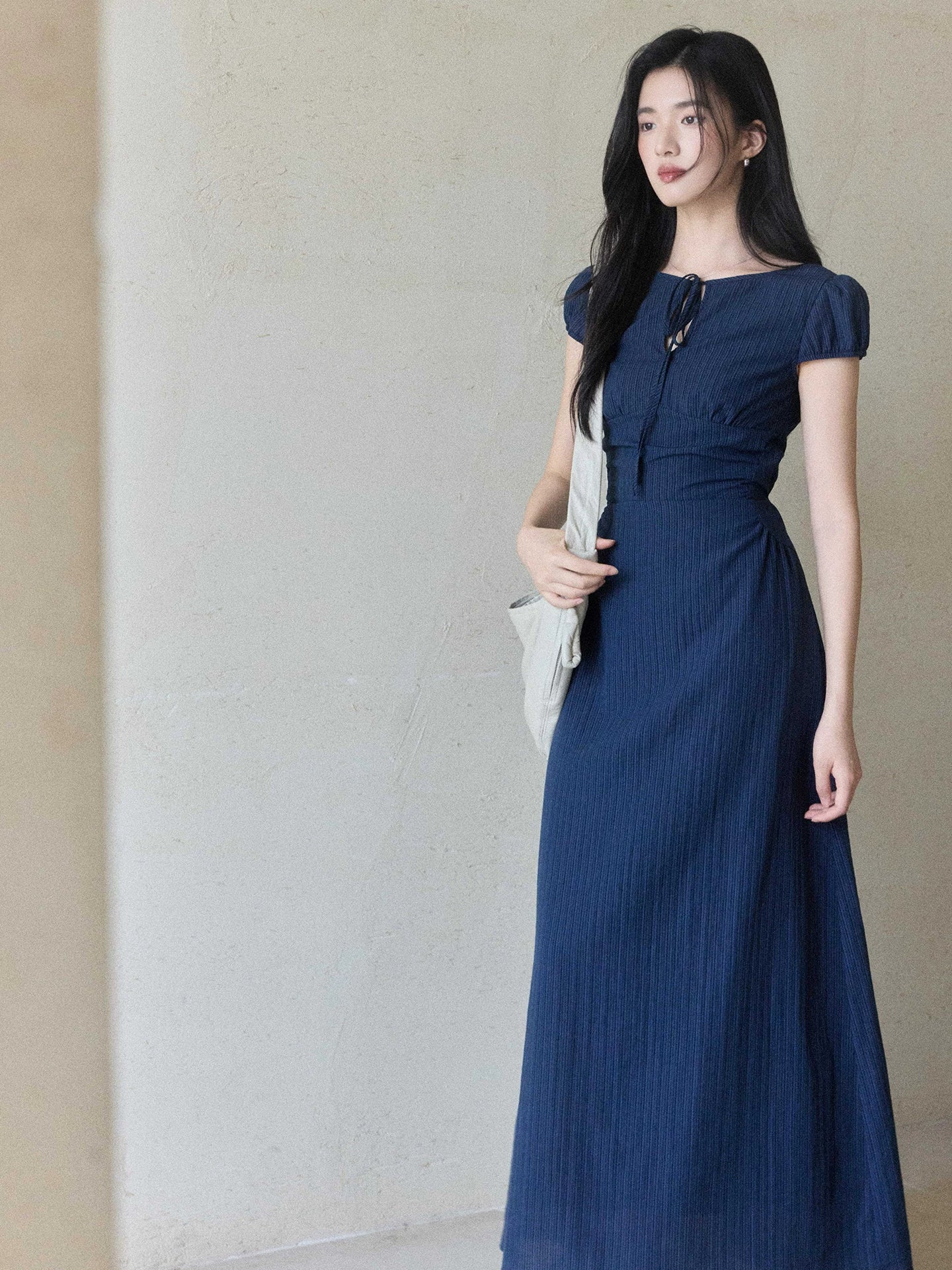TYANG Temperament Waist Thin Striped Dress