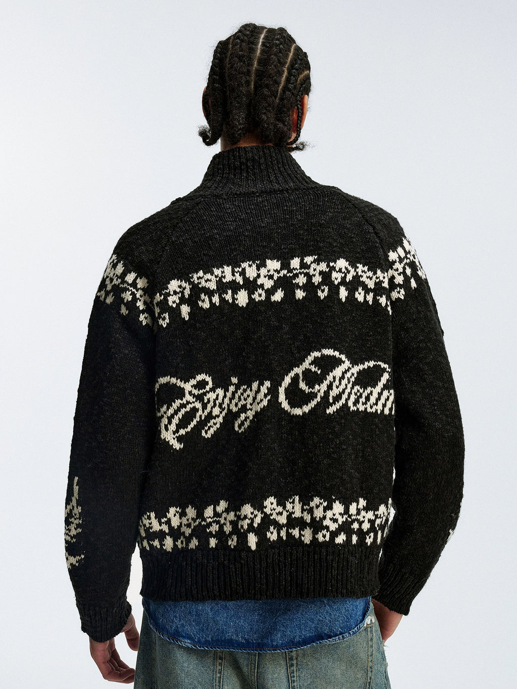MEDM Casual Angel Pattern Embroidered Lapel Knitted Sweater