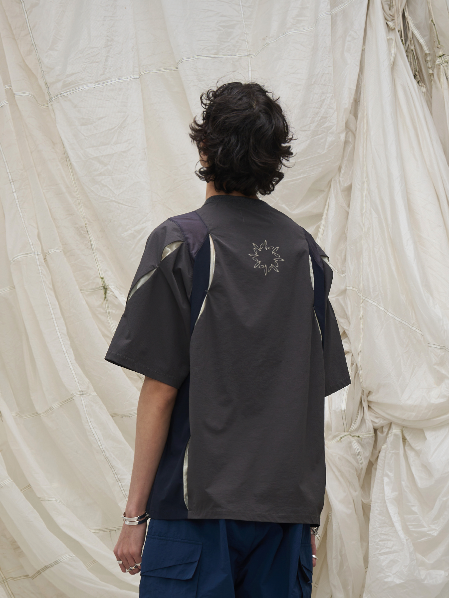 RELABEL Contrasting Color Splicing Cool Feeling Quick Drying Casual Tee