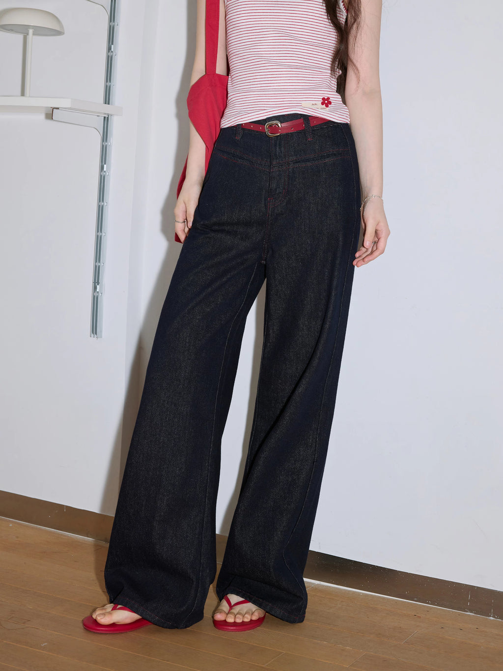 XUJING Vintage Drape Wide-leg Jeans