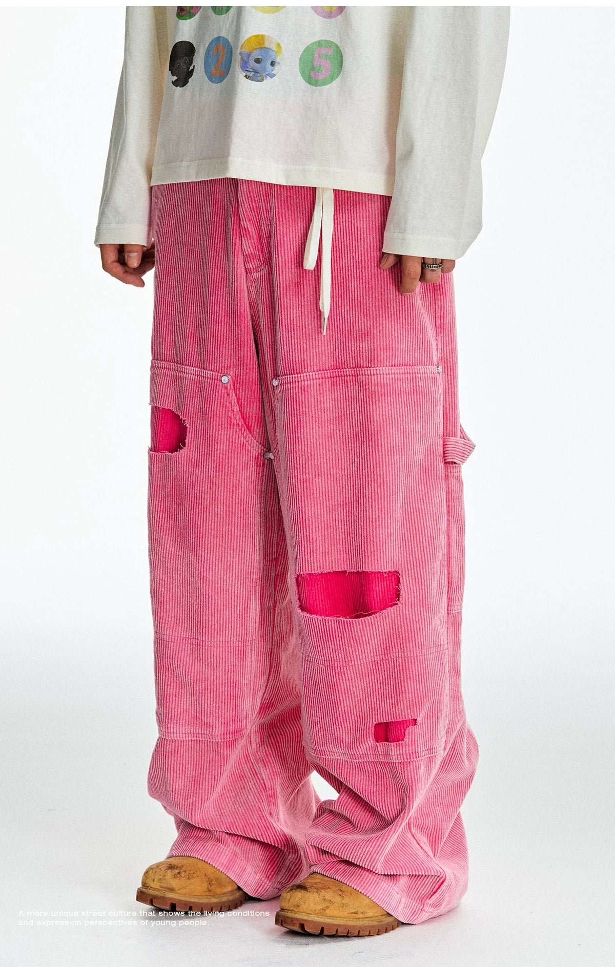 CoosRetro Corduroy Ripped Overalls