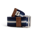 Maden No-Punch Elastic Braided Double Loop Buckle Striped Belt