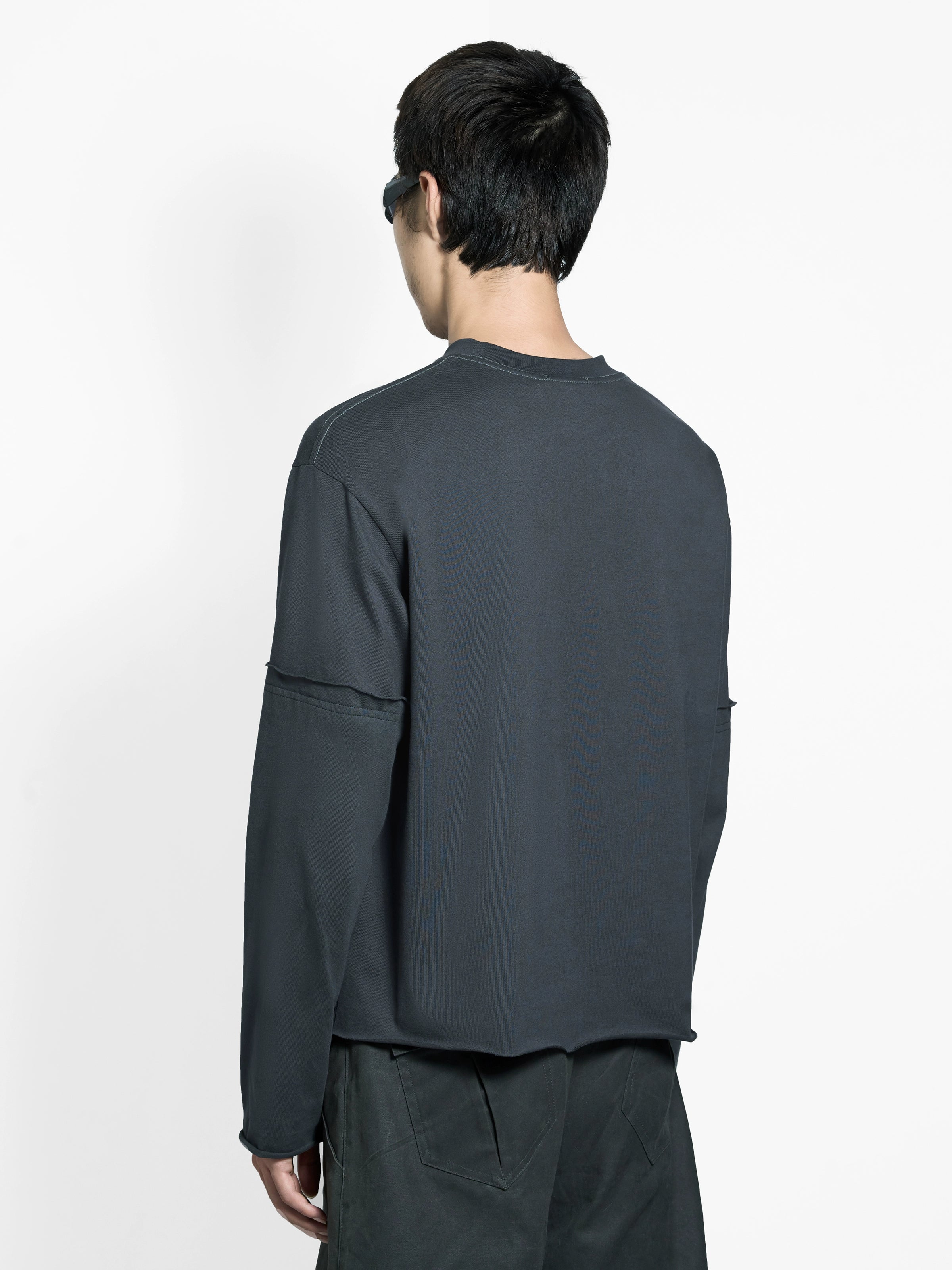 ETHEREAL PRODUCTION Short and Wide Loose Mouth Tailoring Crimping Bottom Splicing Long Sleeve