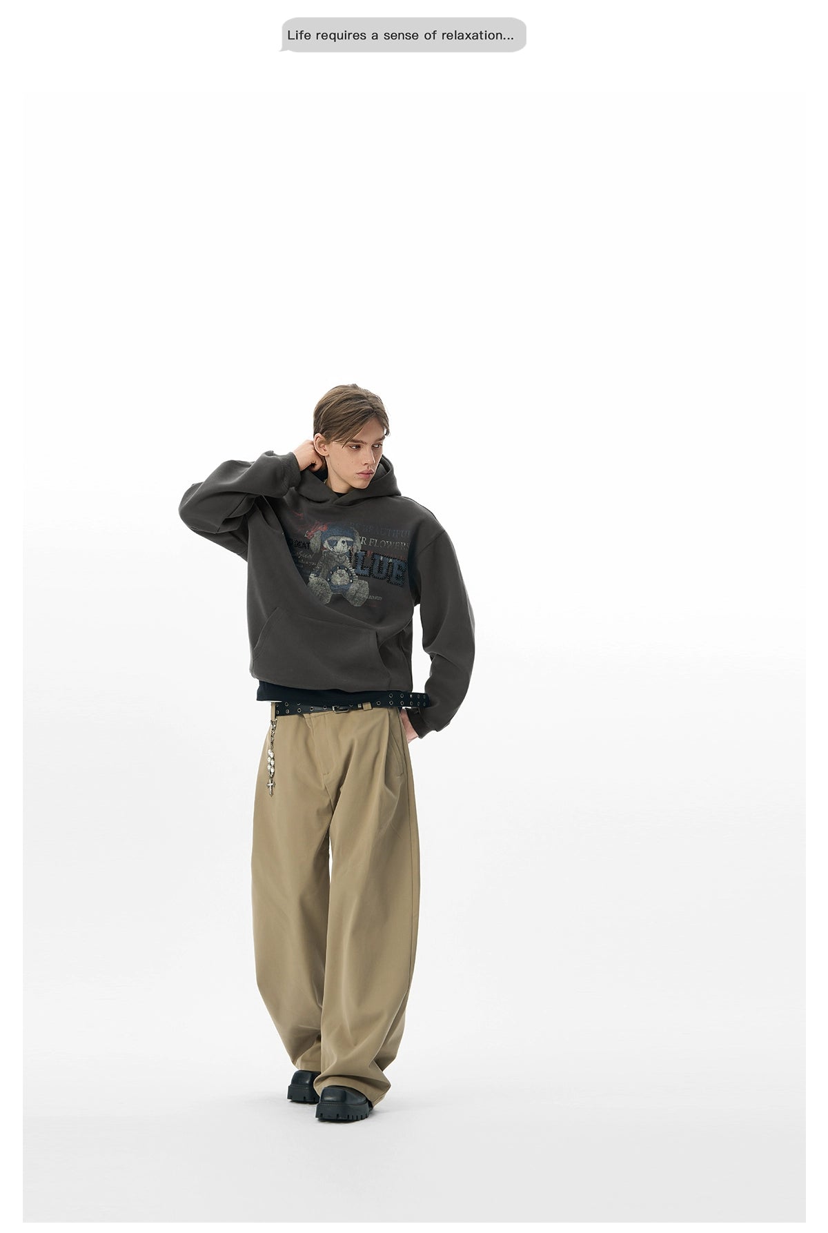 JHYQ Retro Bear Bead Print Hoodie