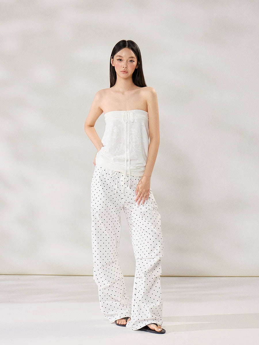 WITHMIN Polka Dot Slim Versatile Casual Pants
