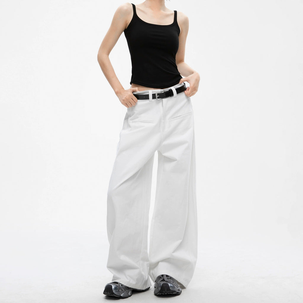 ICH MODE Loose Bf Straight-leg Pants High Waist Wide Leg Trousers