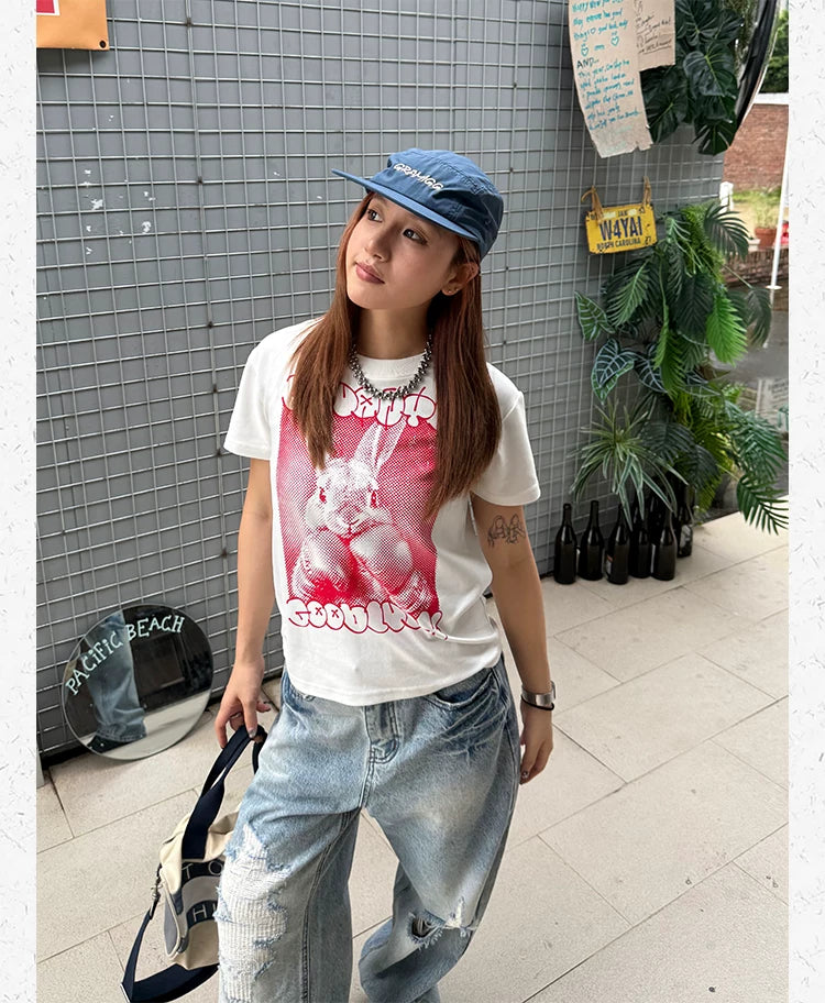 CCYE Front Shoulder Crew Neck Short Sleeve Tee