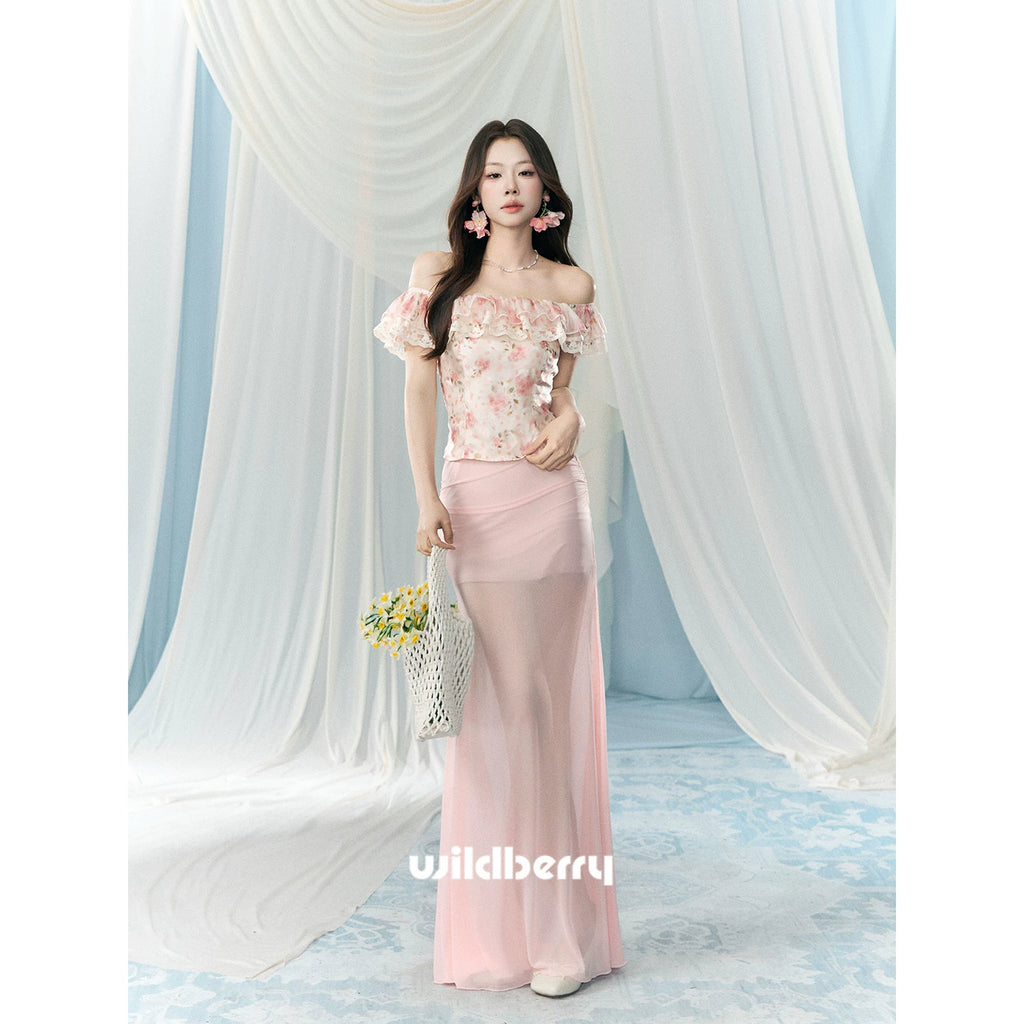 Wildberry High-waisted Mesh A-word Skirt
