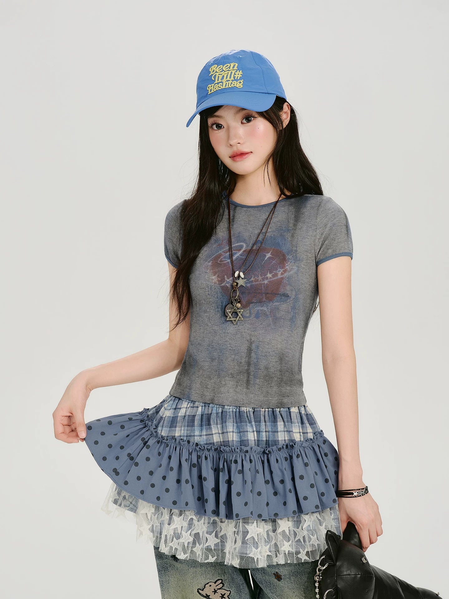 Girlyhalo Casual Versatile Checked Skirt