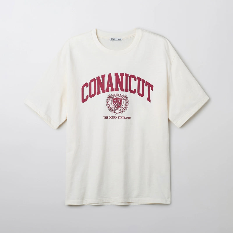 SPAO Korean Style Men's Simple Round Neck Printed T-shirt SPRPF24C51