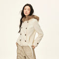 Cherry Melody Double-breasted Tweed Hooded Jacket