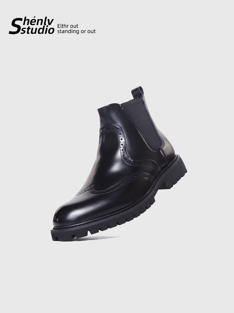 SHENLV STUDIO British High-top Pointed Chelsea Boots
