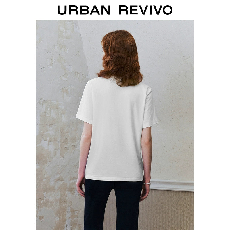 URBAN REVIVO Casual Contrasting Letter Printed Tee