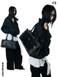 BINGBONG Black Panther Leather Large Capacity Cool Spicy Tote Bag