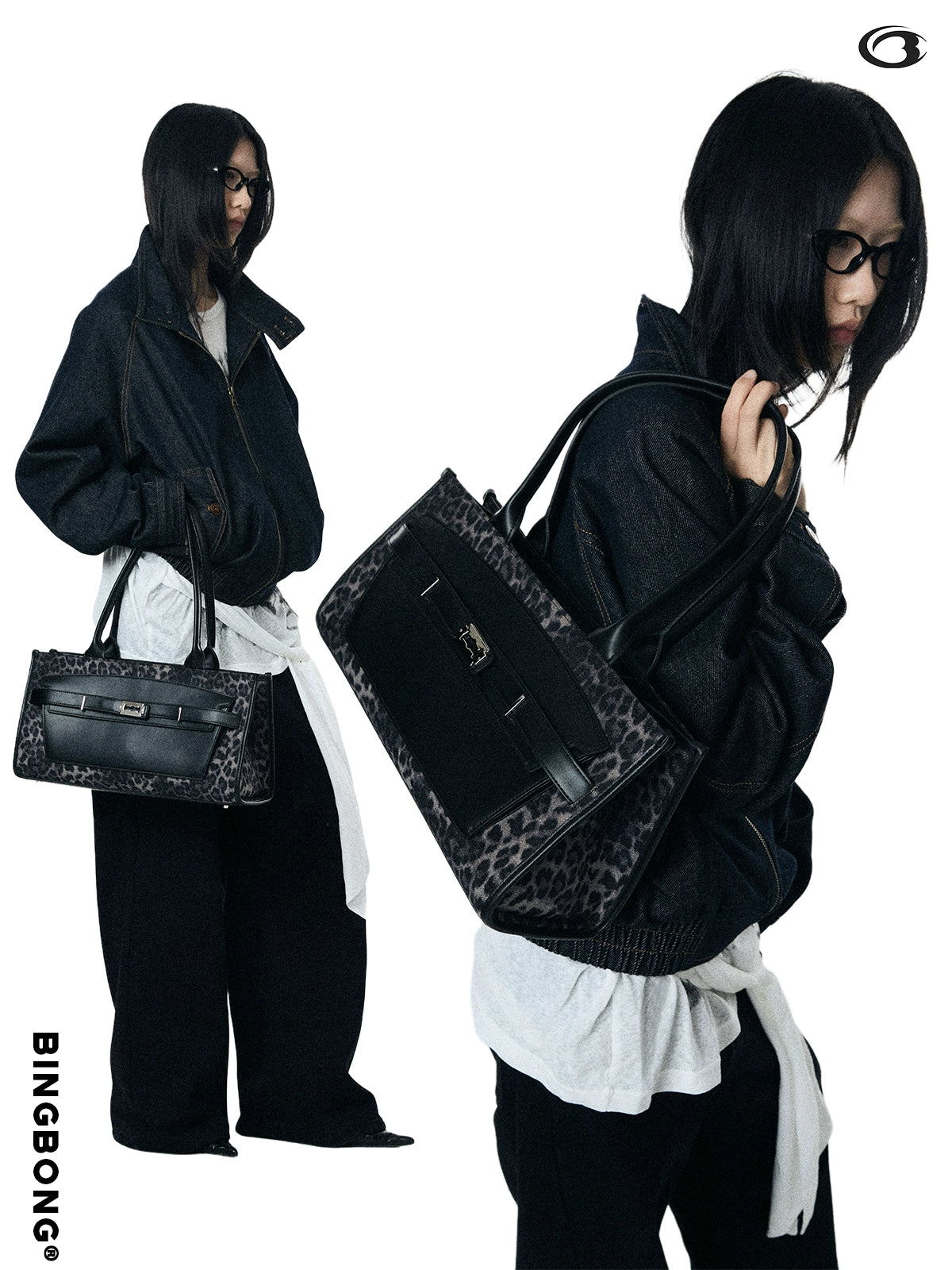 BINGBONG Black Panther Leather Large Capacity Cool Spicy Tote Bag