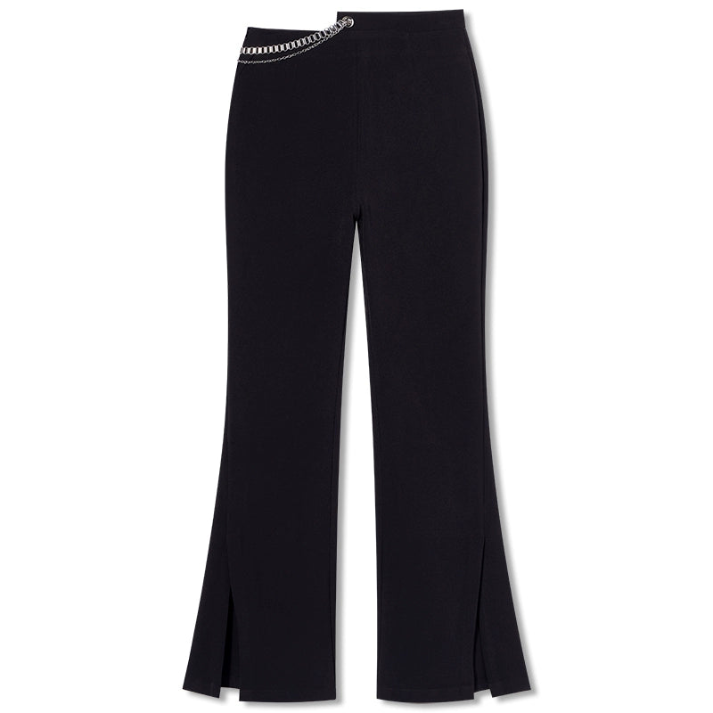 IMONE Asymmetrical High-waisted Metal Chain Micro-pants