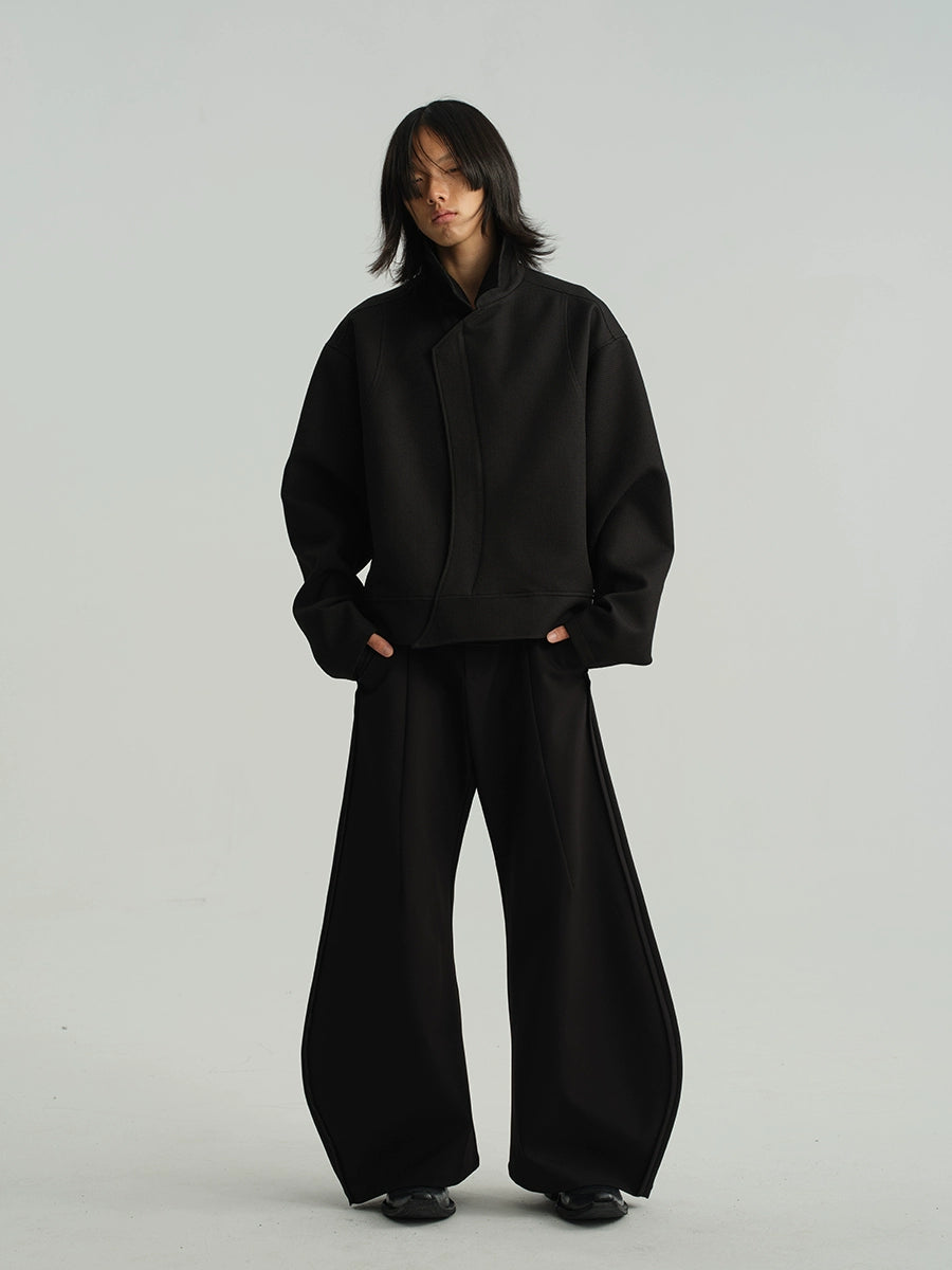 JCAESAR Three-dimensional Cut Wide-leg Two-tone Trousers