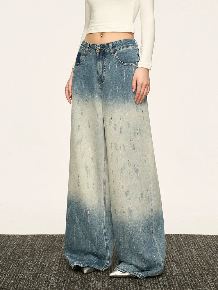 Aaisup Retro Gradual Change Straight Jeans