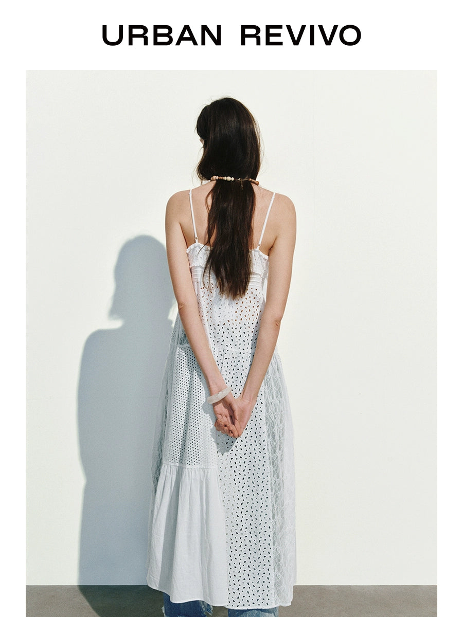 URBAN REVIVO Wave Style Hollow Suspender Dress