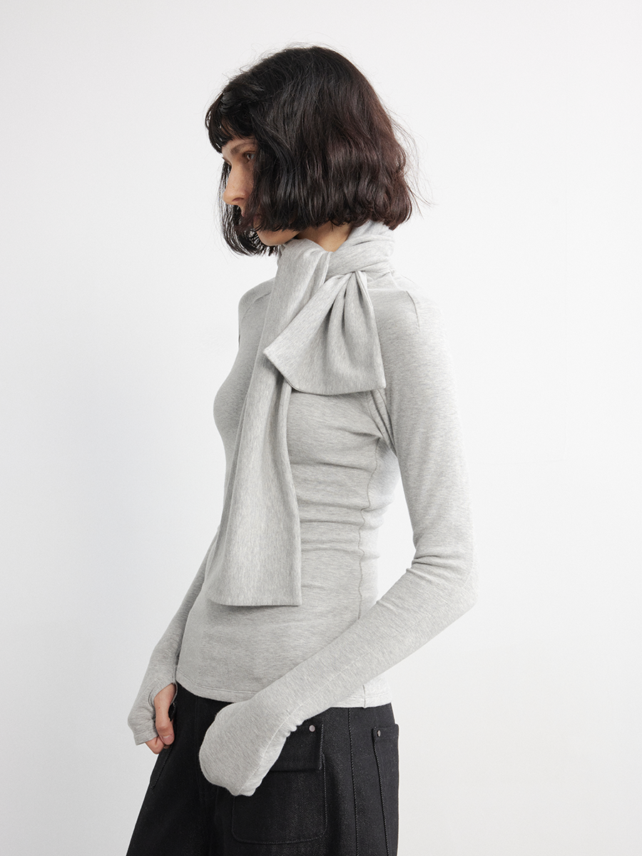 JCAESAR WOMEN Scarf Neckline Strap Long Sleeve