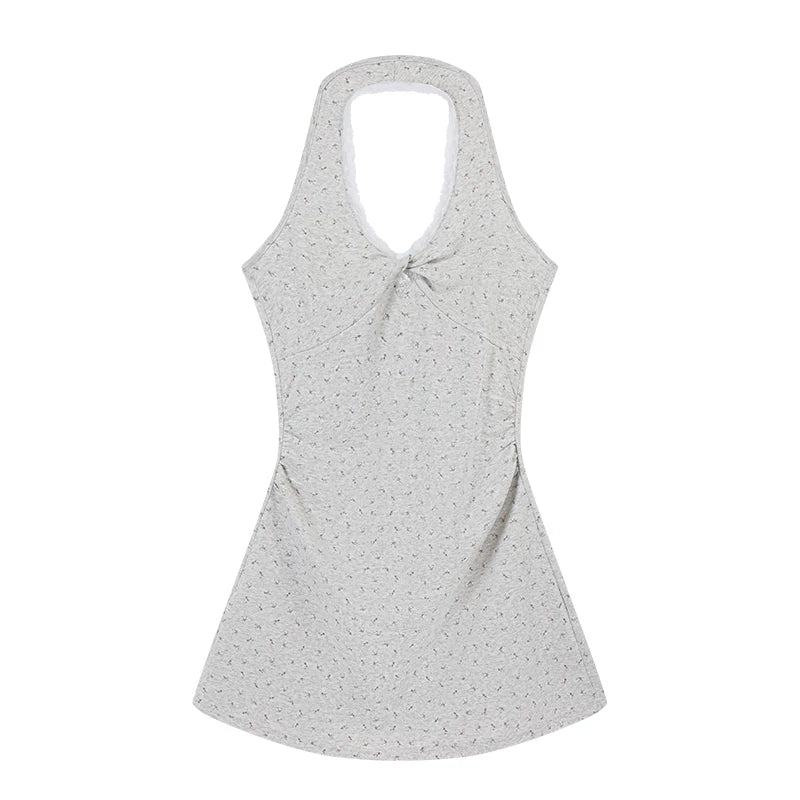 Ablueberry V-neck Floral Waist Neck Sling Dress
