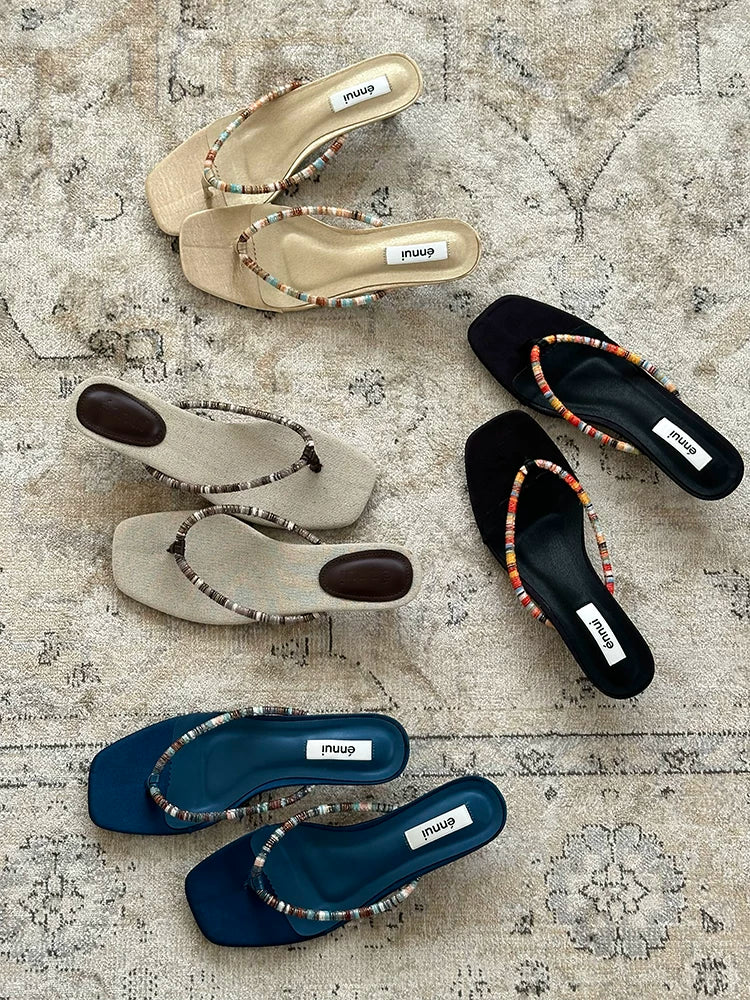 ENNUI Retro Versatile Lazy Low-heeled Sandals