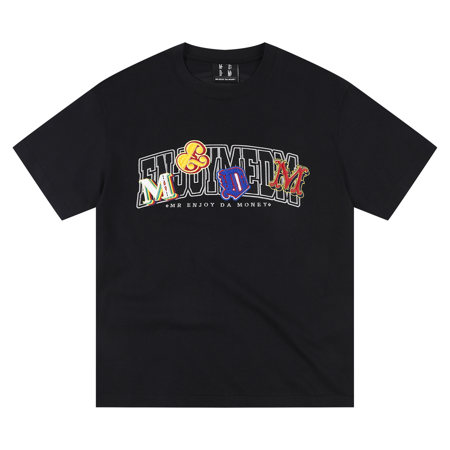 MEDM Double-layer Contrasting Color Embroidery Letter Casual Tee