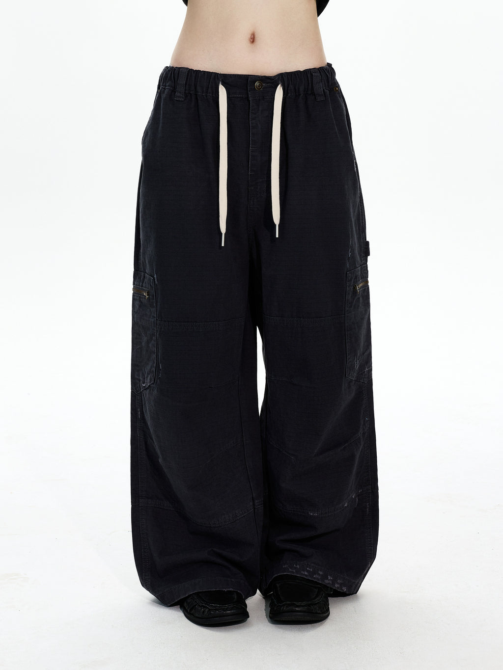 A+WF Retro Made Old Dirty Stained Pleated Overalls