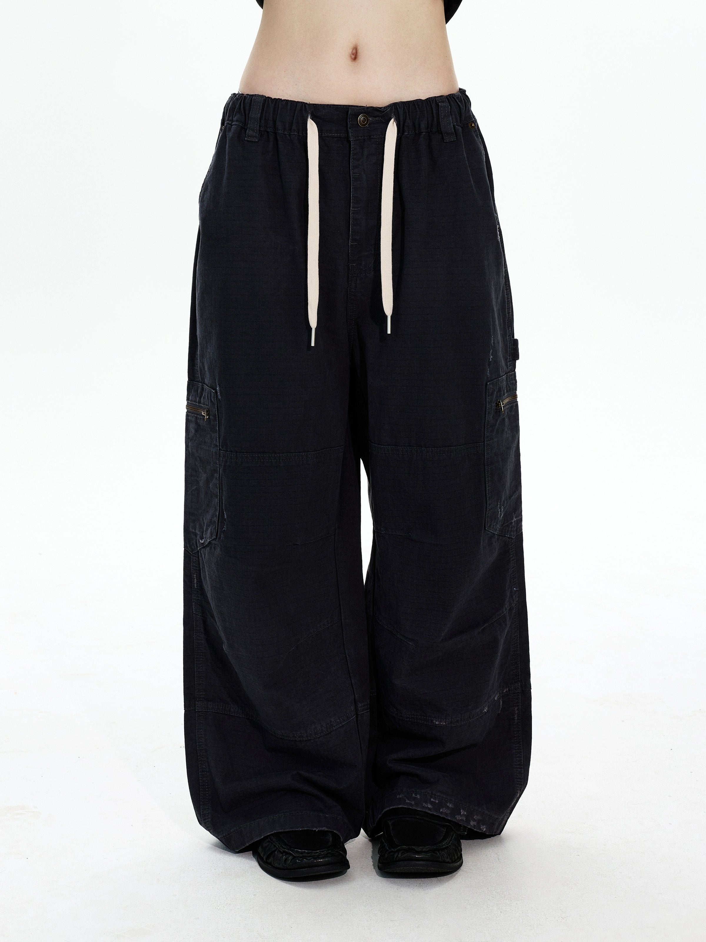 A+WF Retro Made Old Dirty Stained Pleated Overalls