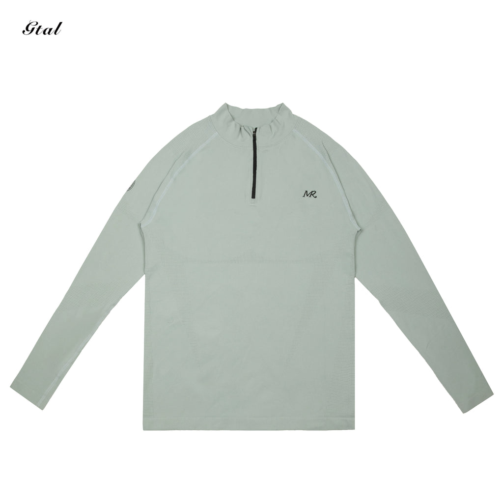 GTAL Casual Half Zipper Elastic Slim Long Sleeve