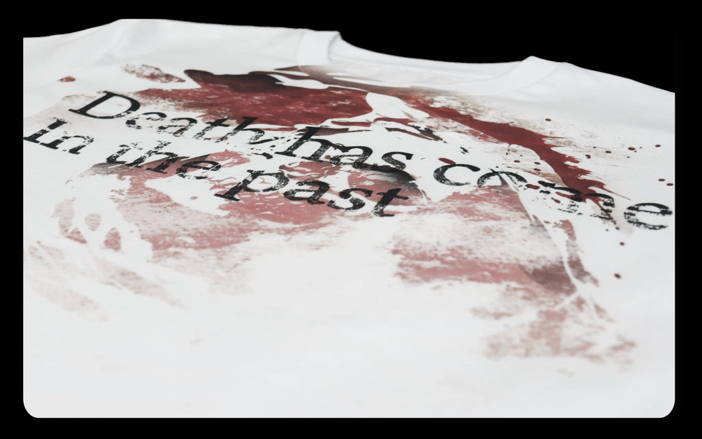 NightLab Blood Stained White Ink Print Front Shoulder Tee