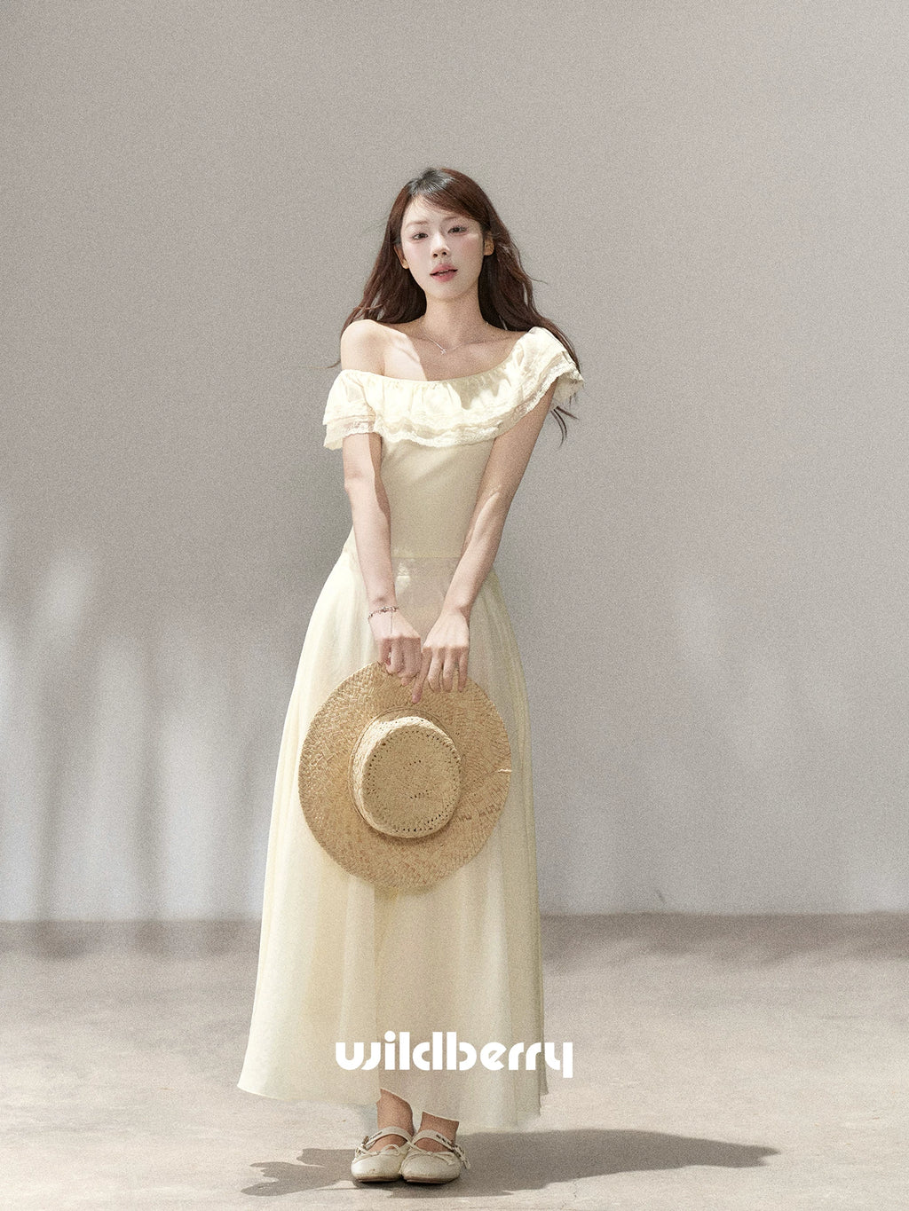 Wildberry Waist Slanted Shoulder Dress