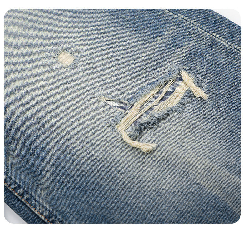 11KN Retro Loose Ripped Straight Mopping Jeans