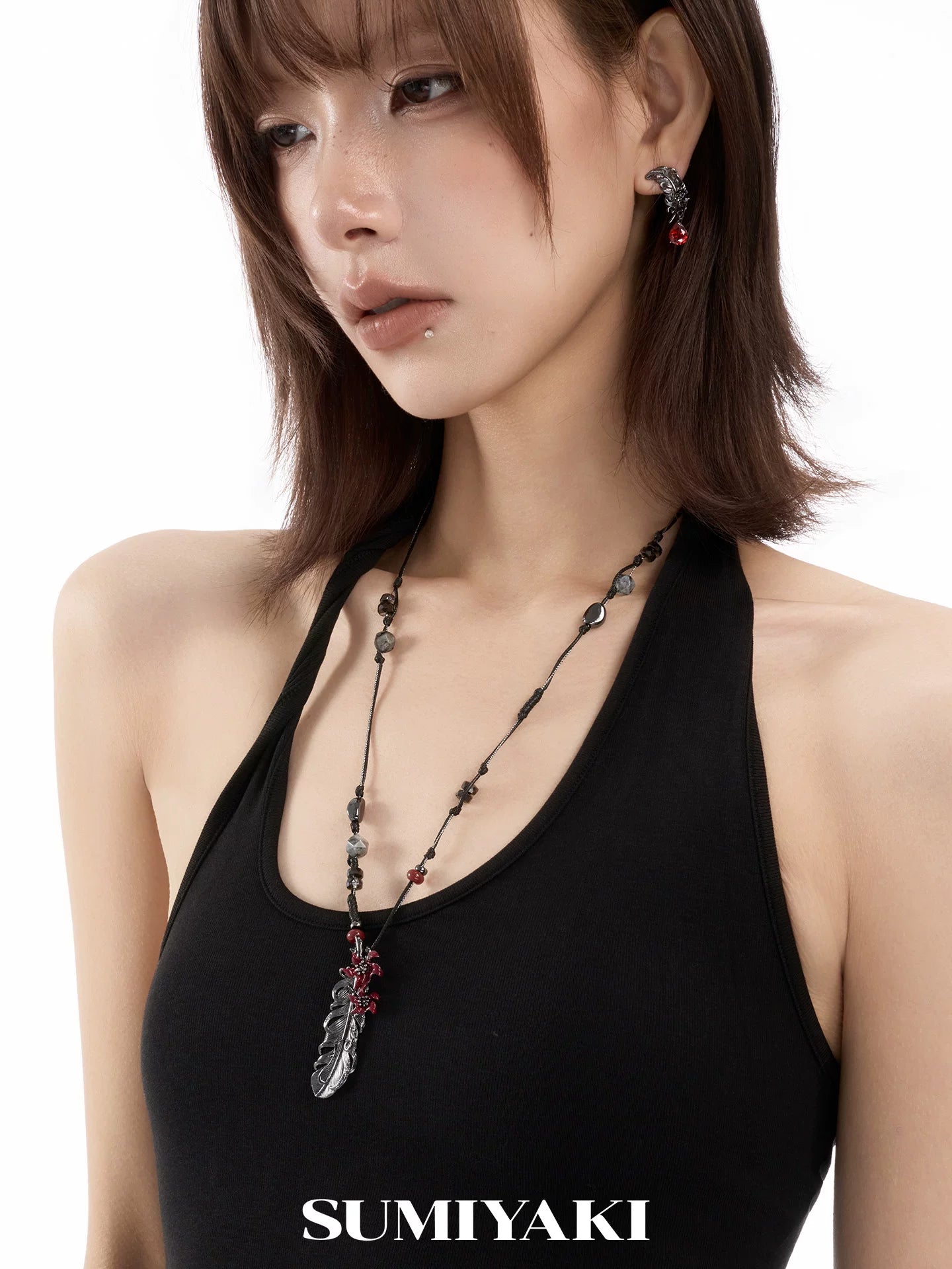 SUMIYAKI Braided Rope Beaded Handmade Necklace
