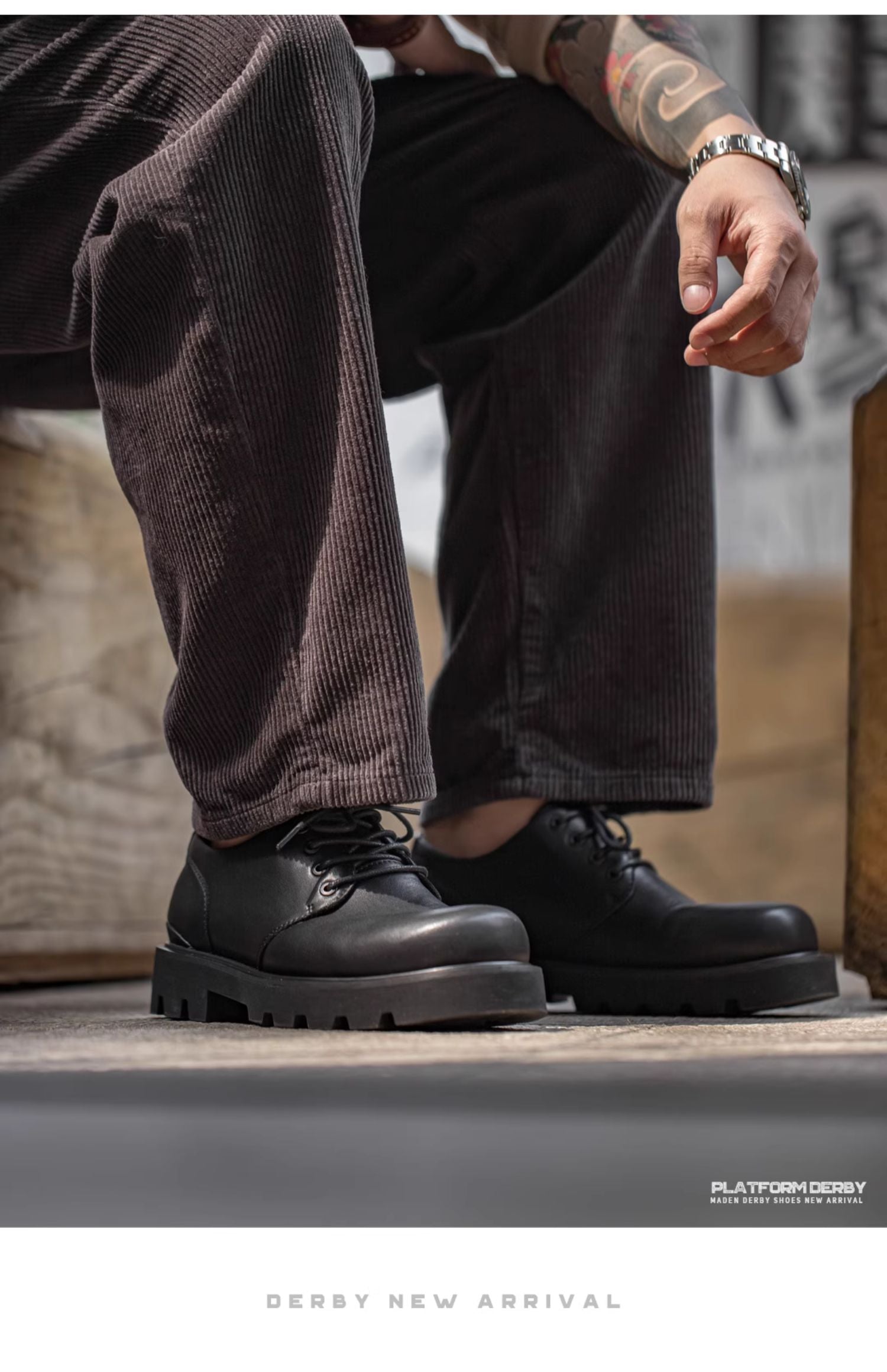 Madden black high-end leather derby shoes