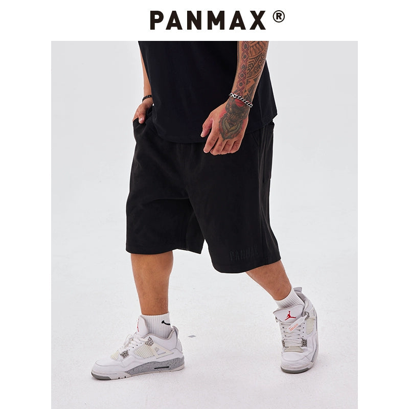 PANMAX Washed Old Retro Wind Drawstring Elastic Waist Shorts