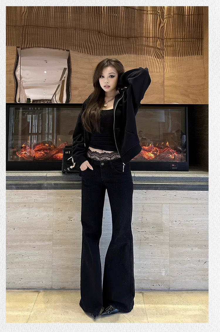 Popchee Low-rise Wide-leg Slim Jeans