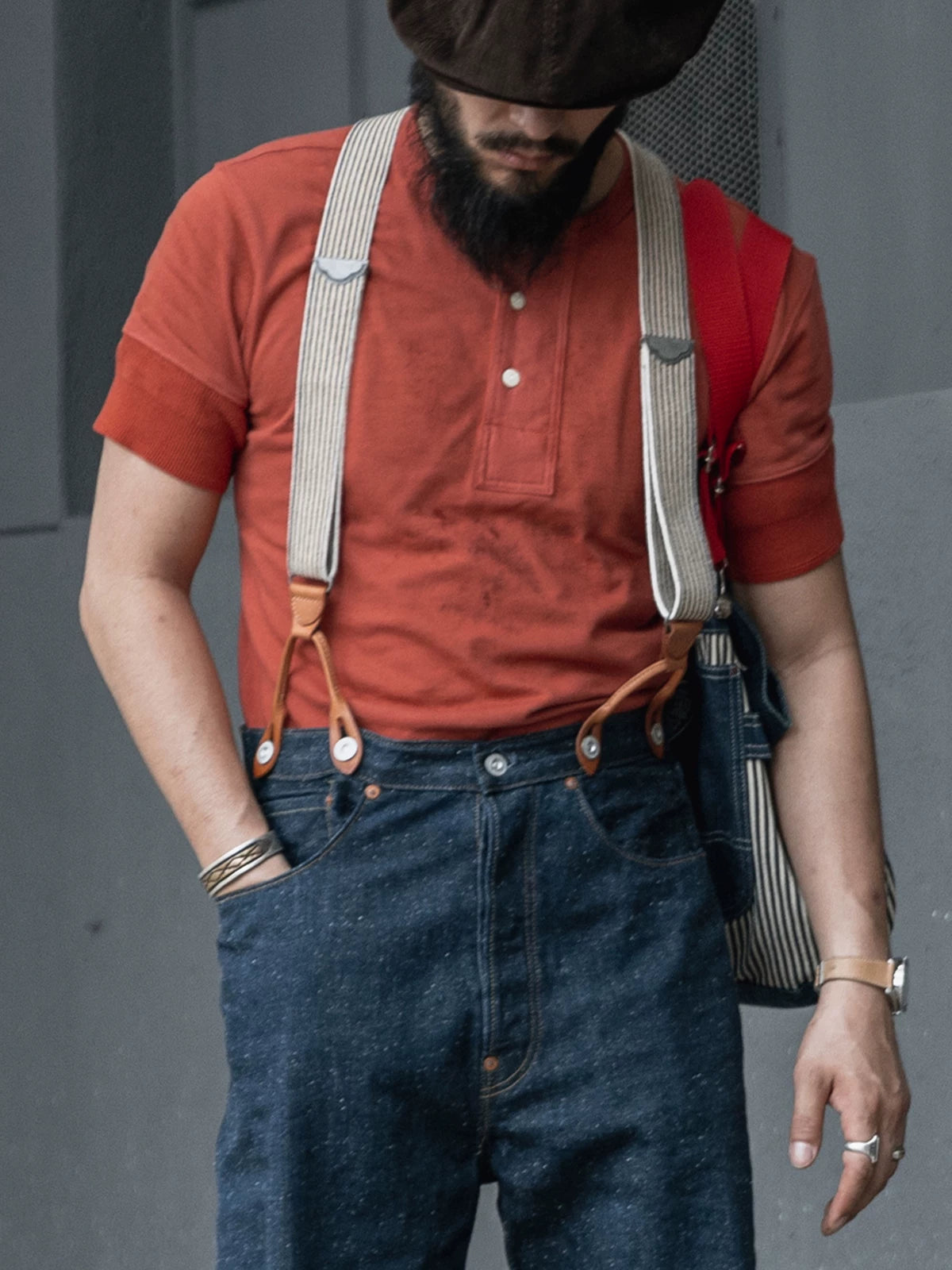 BRONSON Vintage Henry Collar Bottom Casual Tee