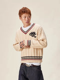 EK Academy Style Loose V-Neck Sweater