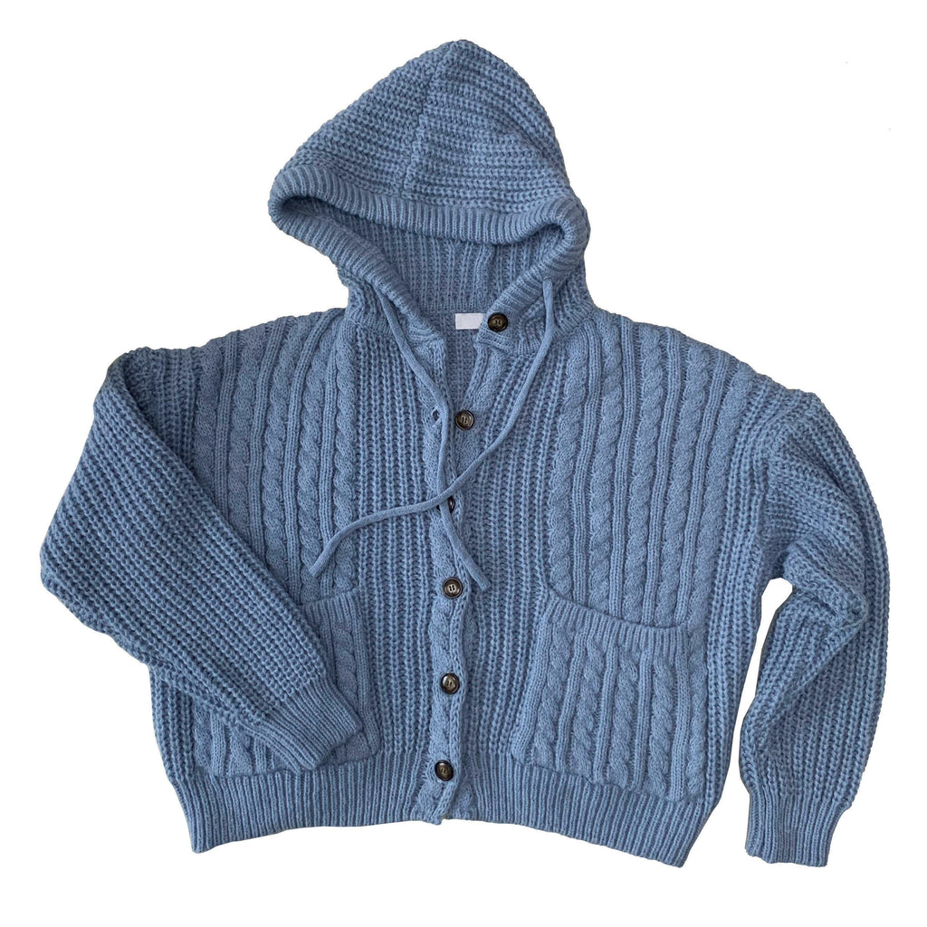 EAHO Vintage Twist Hooded Knitted Cardigan Sweater