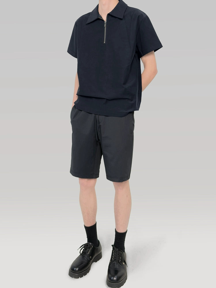 PLUS NO LOGO Half Zipper Polo Short Sleeve Shirt