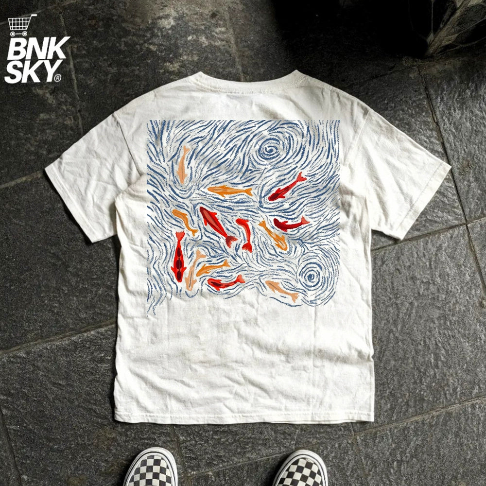 Wang Youbing Studio! Koi Fish 220g 100% Cotton Tee