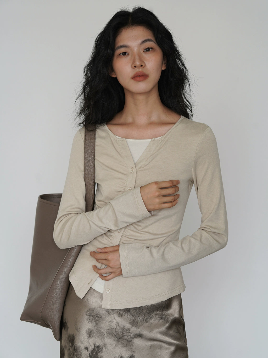 EIGHTHMONTH Fake Two-piece Slim-fit Pleated Waist Long Sleeve
