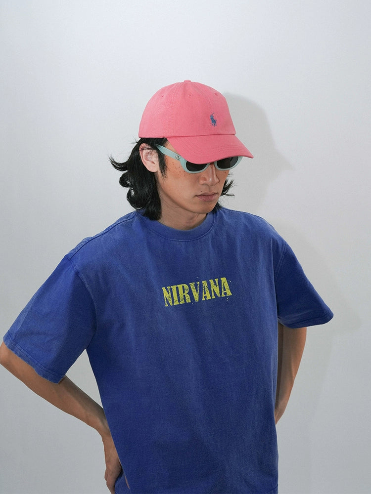 O3PARK Washed Old Heavy Retro Printing Tee