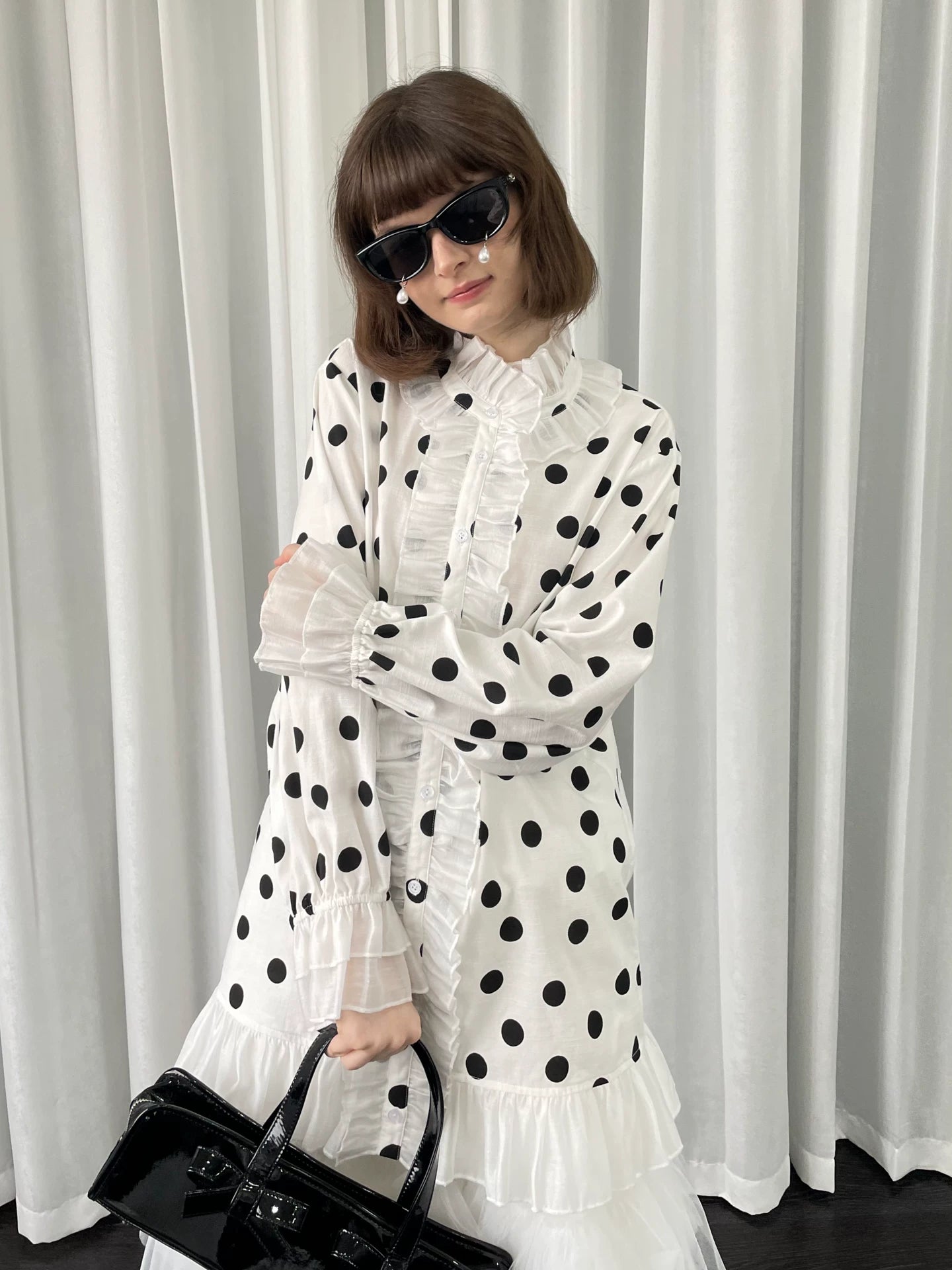 Loosesmell Versatile Polka Dot Lace Shirt