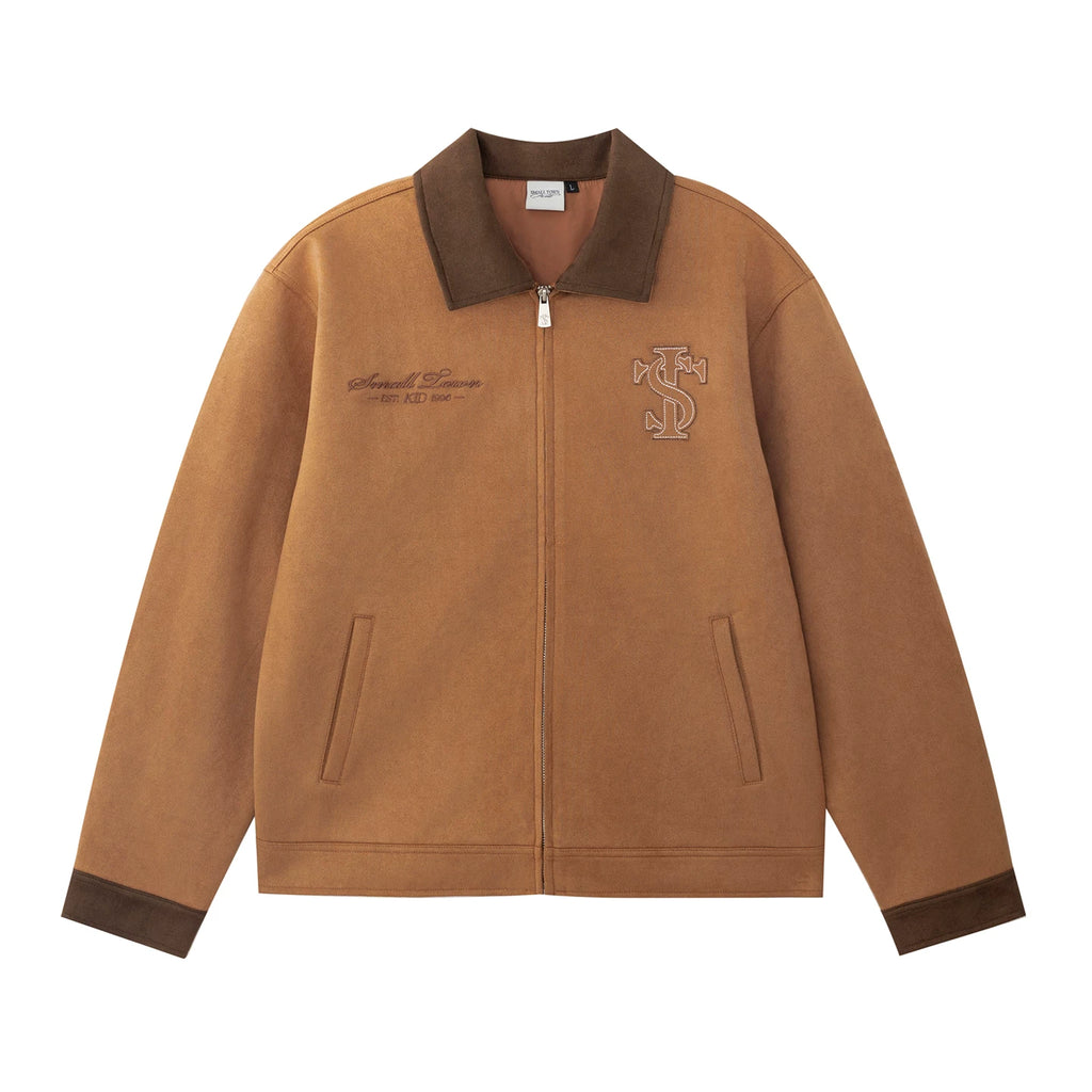 STK Faux Suede Corduroy Spliced Jacket