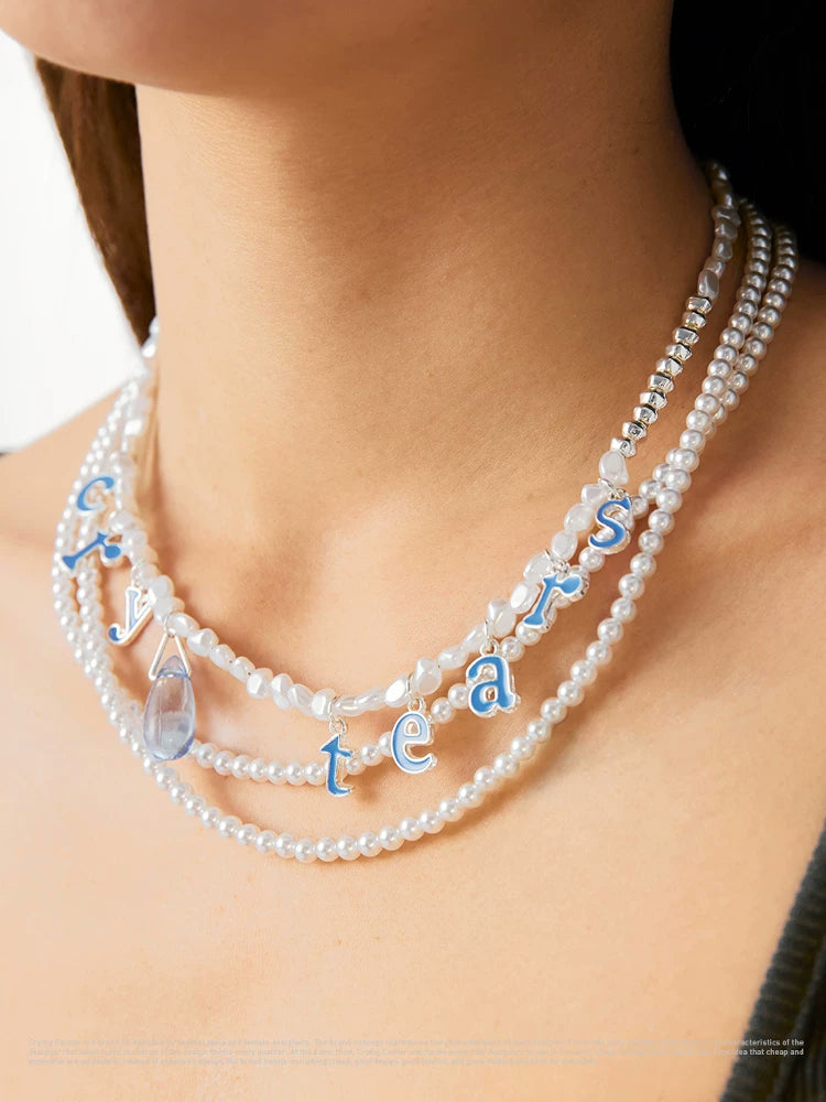 CryingCenter Pearl Monogram Pendant Necklace